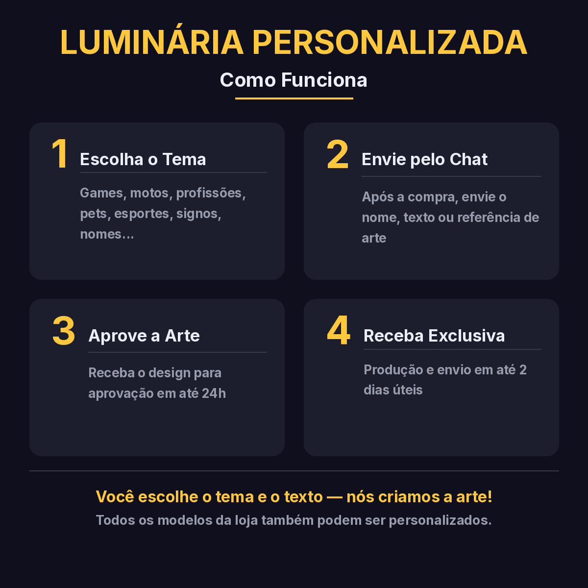 Como funciona a luminária personalizada